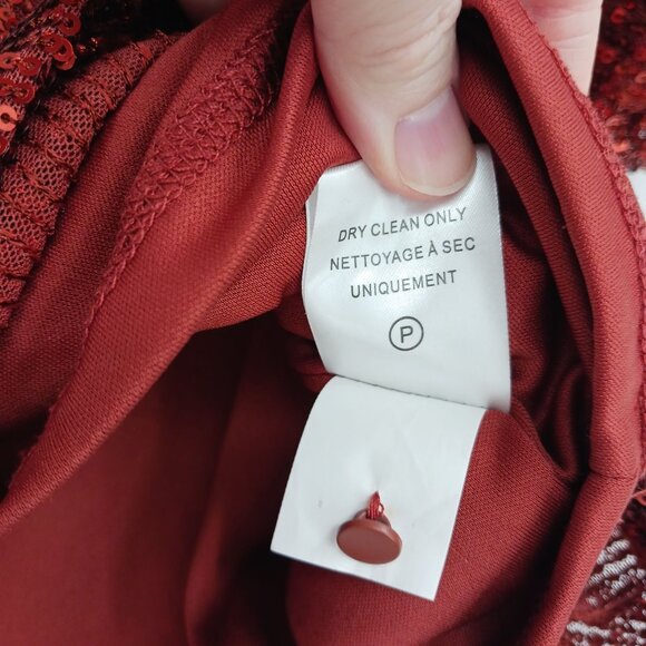 Rachel Zoe Sequin Puff Sleeve Top Womens Small Copper Rust - Picture 7 of 9